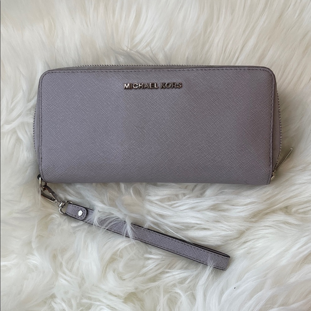 Michael Kors Sophisticated soft Lavender color Wristlet Large Wallet